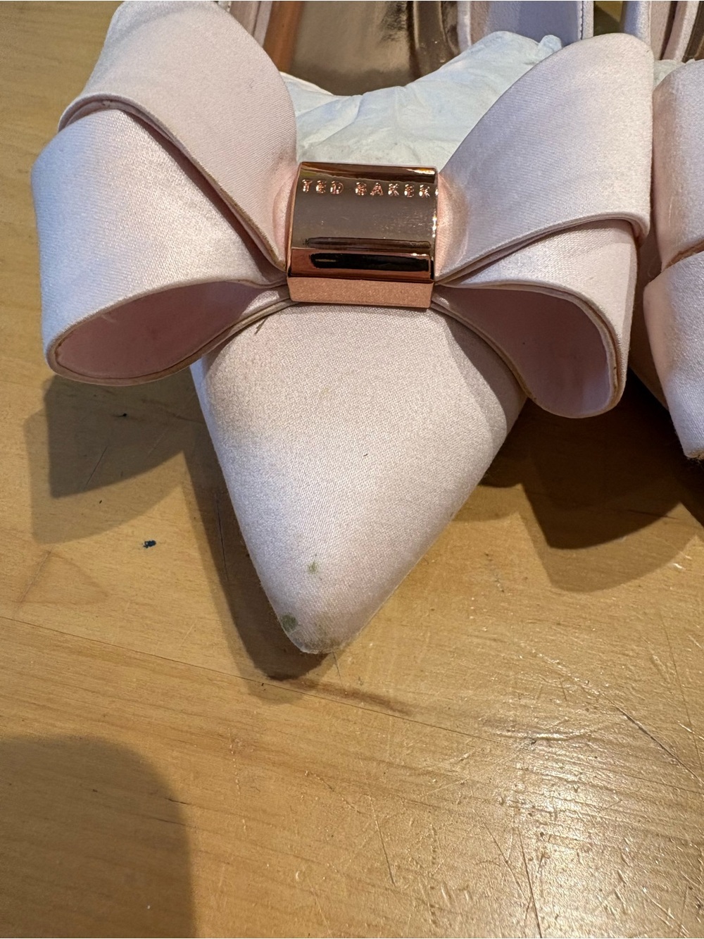 Ted Baker Light Pink Satin Heels with Decorative Insole - Picture 3 of 6